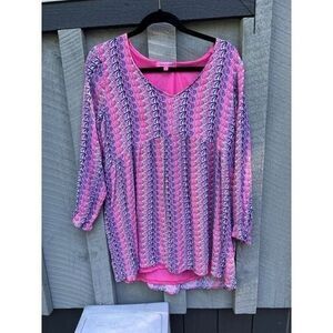 Simply Southern L Scallop Babydoll Dress V Neck Short‎ Popover Ruffle Sleeve